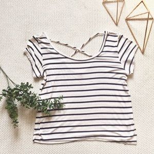 ♡ Charlotte Russe Navy Striped Crop ♡